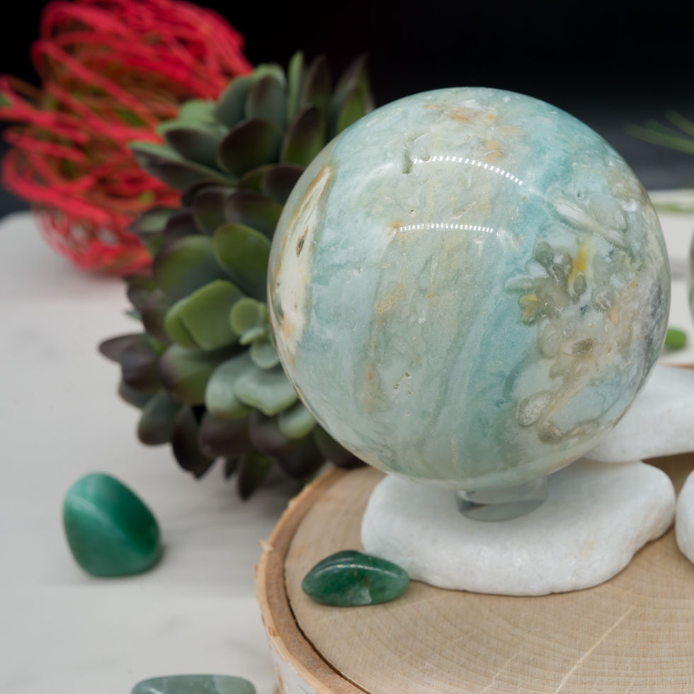 Thumbnail: Sky Blue Calcite Sphere Crystal Chakra Calming Spiritual Energy Altar Ball Gift