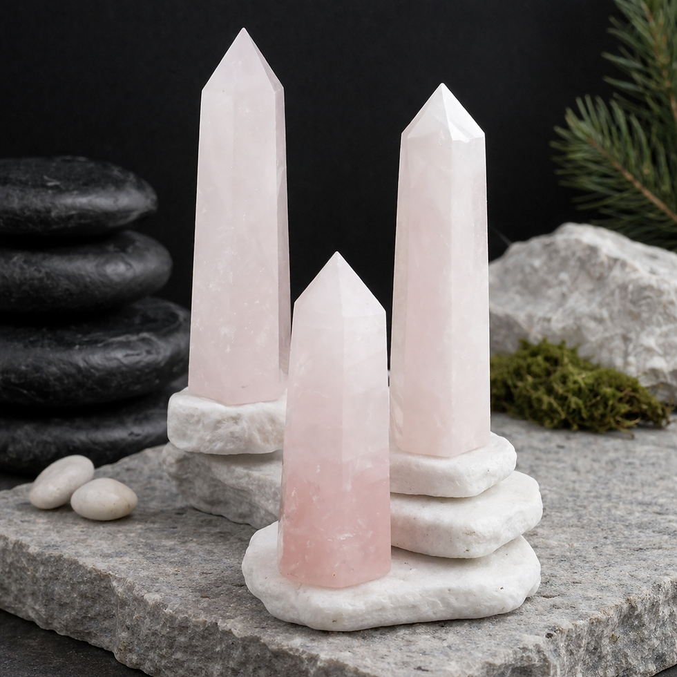Miniatura: Pink Rose Quartz Crystal Tower Healing Gemstone Love Heart Chakra Decor Meditate
