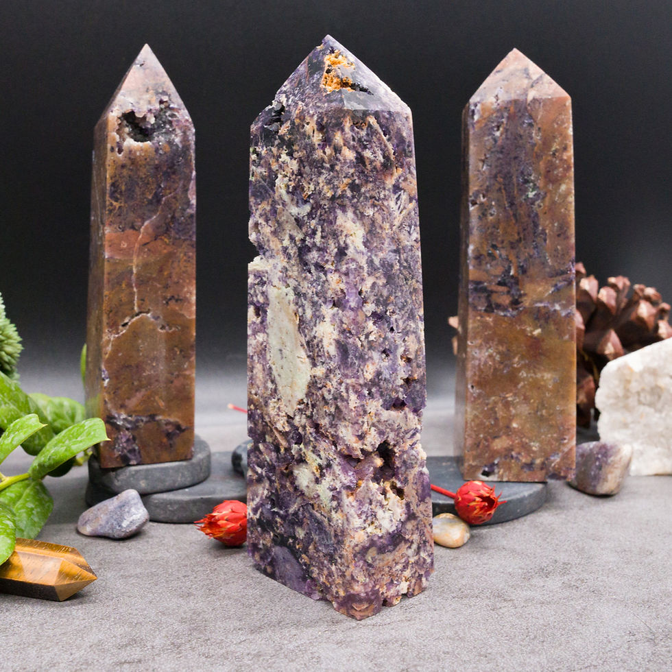 Miniatura: Purple Fluorite Root Crystal Obelisk Tower Spiritual Meditation Natural Gemstone
