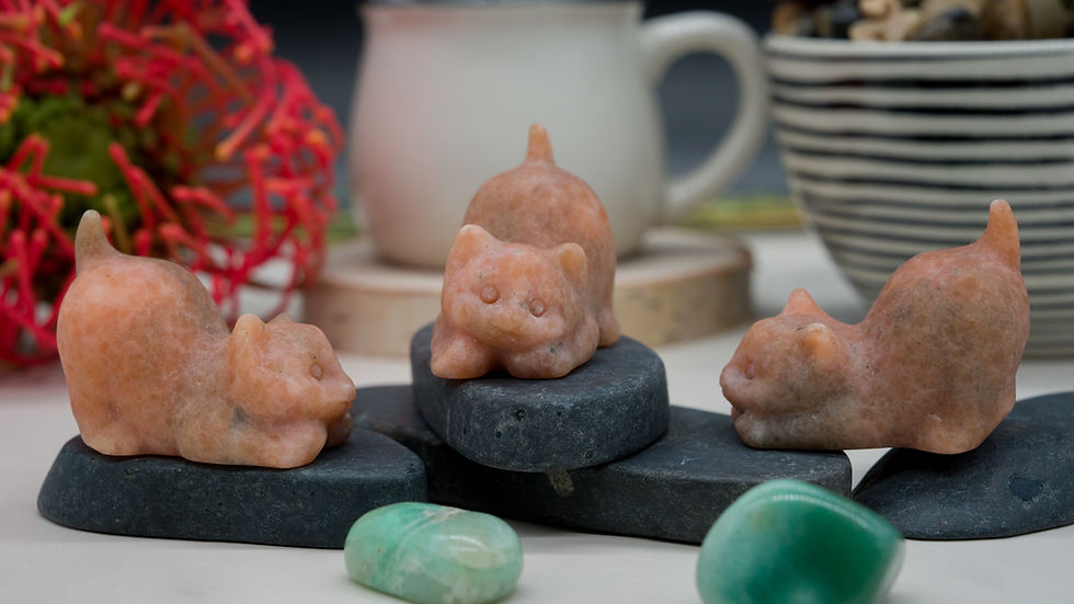 Miniatura: Sunstone Crystal Cat Carving Stone Healing Protection Trinket Cat Lover Tier
