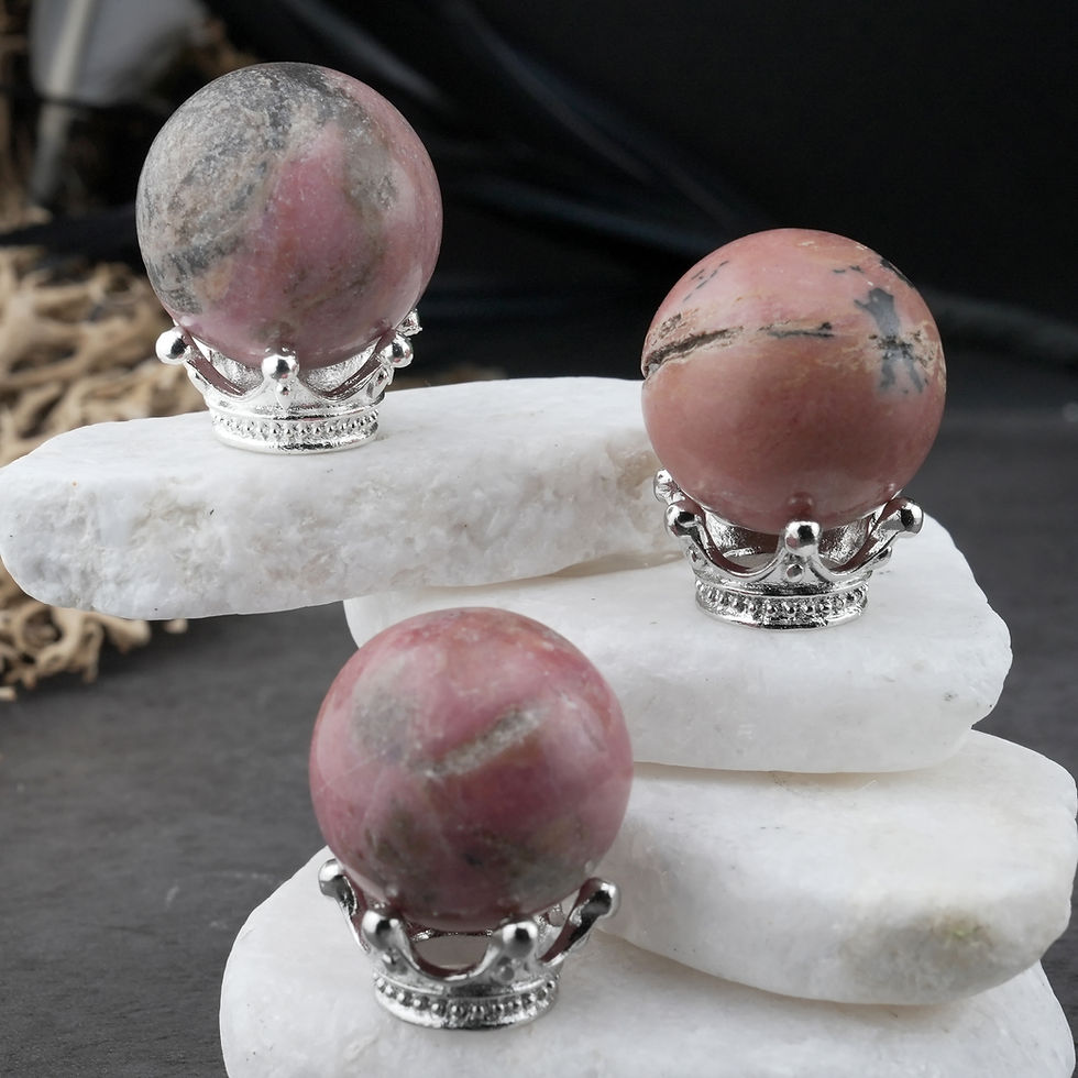 Miniatura: Mini Rhodonite Crystal Sphere Spiritual Healing Meditation Pink Pocket Worry