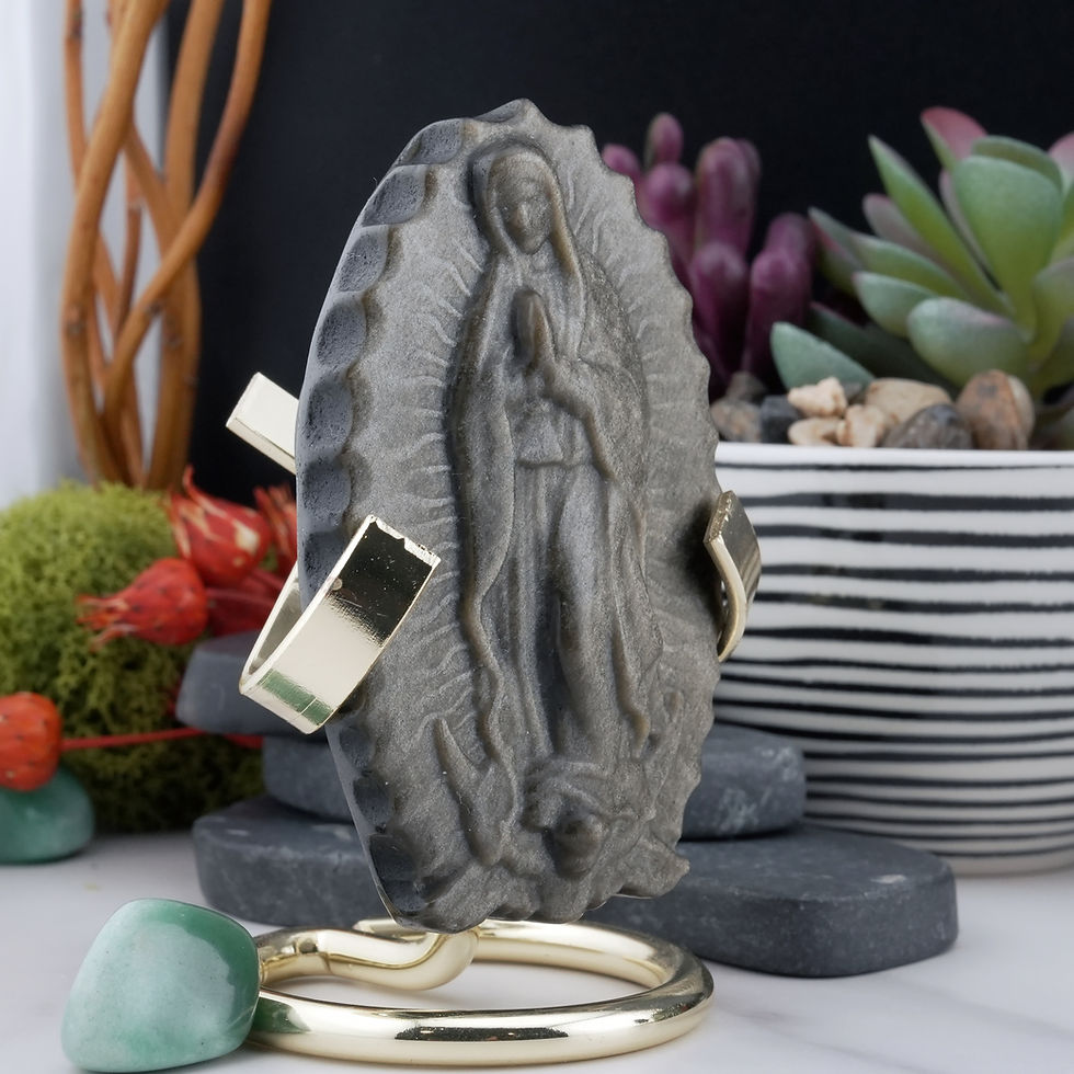 Miniatura: Gold Obsidian Virgin Guadalupe Crystal Statue Spiritual Protection Decor Gift