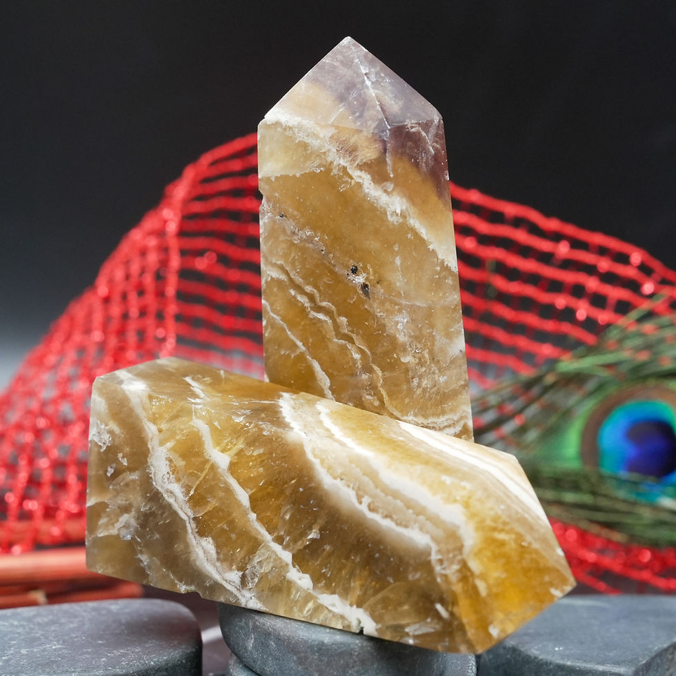 Miniatura: Yellow Fluorite Crystal Wand Stone Tower Meditation Spiritual Healing Home Decor