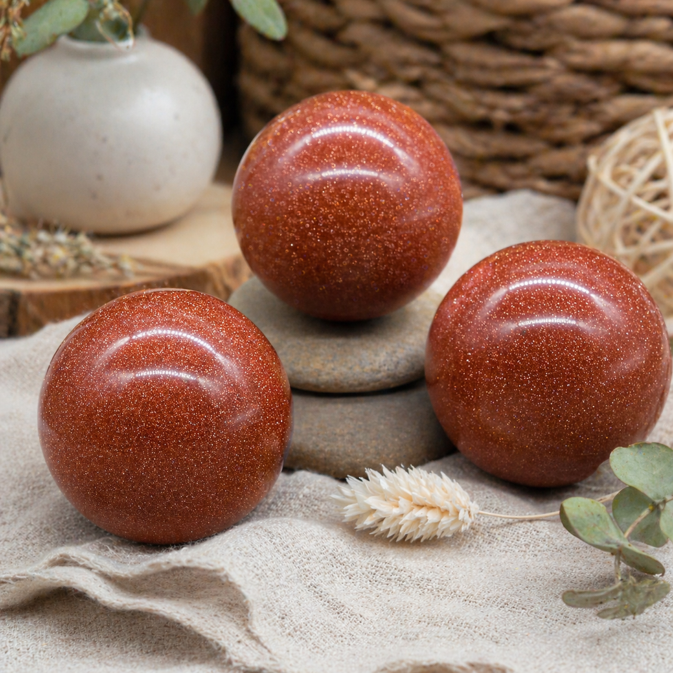 Miniatura: Gold Sandstone Sphere Crystal Decor Spiritual Energy Stone Home Altar Goldstone