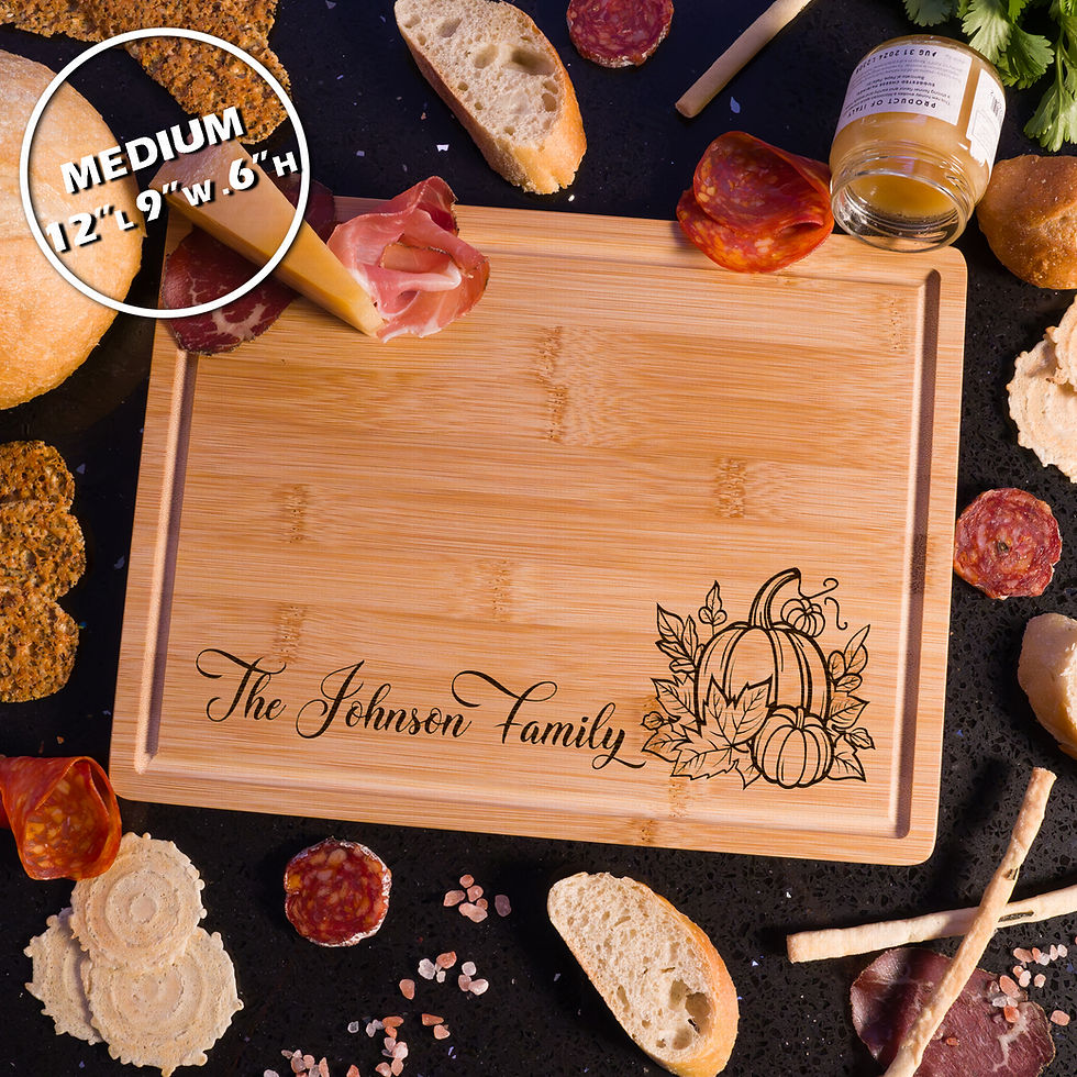 Miniatura: Personalized Bamboo Cutting Board Custom Engraved Pumpkin Corner Charcuterie