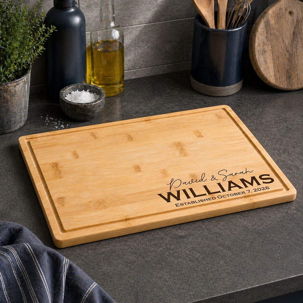 Thumbnail: Personalized Engraved Bamboo Cutting Board Custom Charcuterie Tray Couple Name