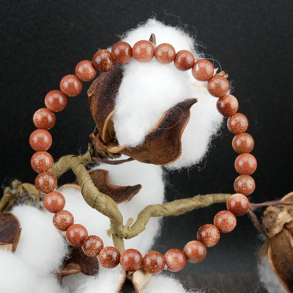 Miniatura: Gold Sandstone Boho Style Beaded Bracelet Goldstone Crystal Yoga Jewelry Gift