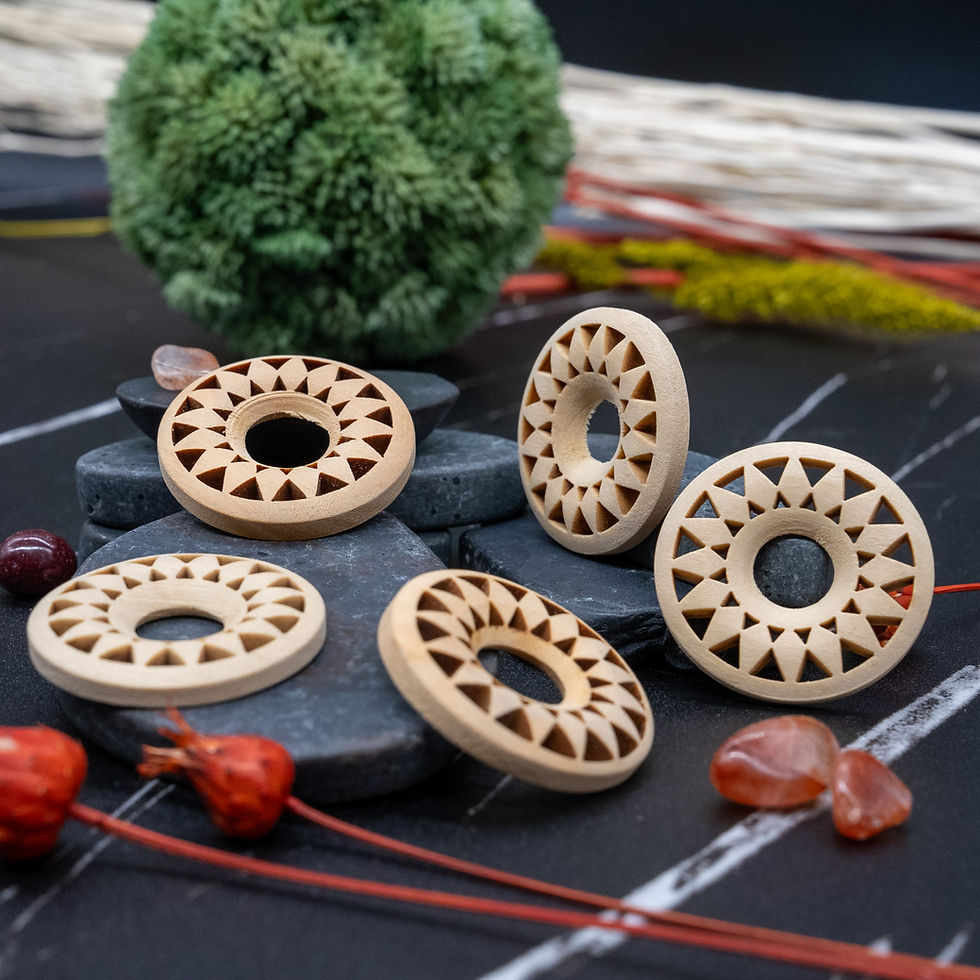 Miniatura: Round Mandala Wood Crystal Sphere Stand Wooden Retail Display Base Ball Decor
