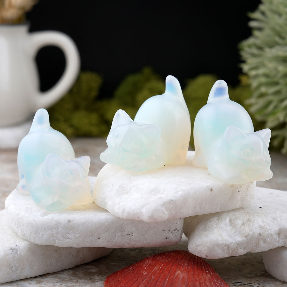 Miniatura: Opalite Crystal Cat Carving Stone Healing Protection Trinket Cat Lover Tier Gift