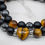 Thumbnail: Obsidian Tiger's Eye Heart Accent Beaded Bracelet Crystal Boho Jewelry Gift
