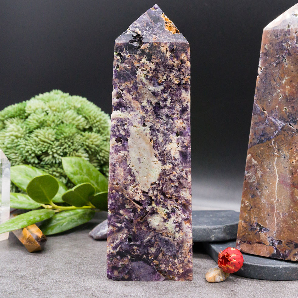 Miniatura: Purple Fluorite Root Crystal Obelisk Tower Spiritual Meditation Natural Gemstone