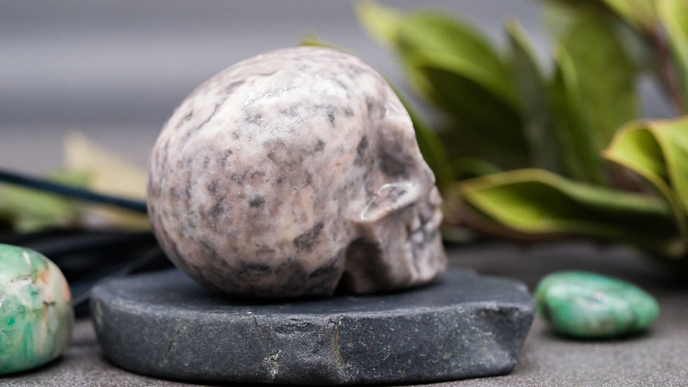 Miniatura: Natural Pink Zebra Jasper Crystal Skull Carving Spiritual Healing Protection
