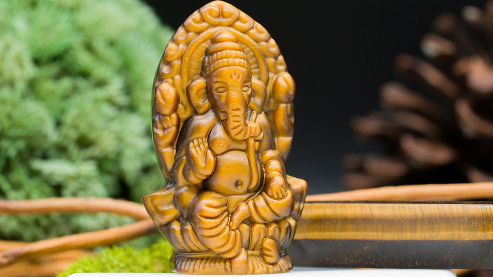 Miniatura: Tigers Eye Ganesha Crystal Statue Spiritual Decor Wisdom Gift Altar Display