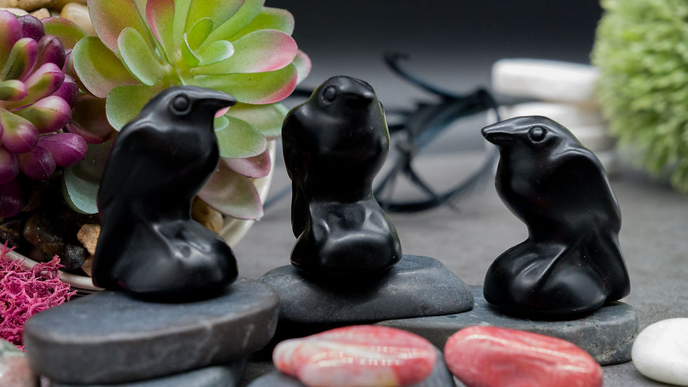 Miniatura: Obsidian Raven Figurine Crystal Protection Decor Home Bird Lover Animal Statue