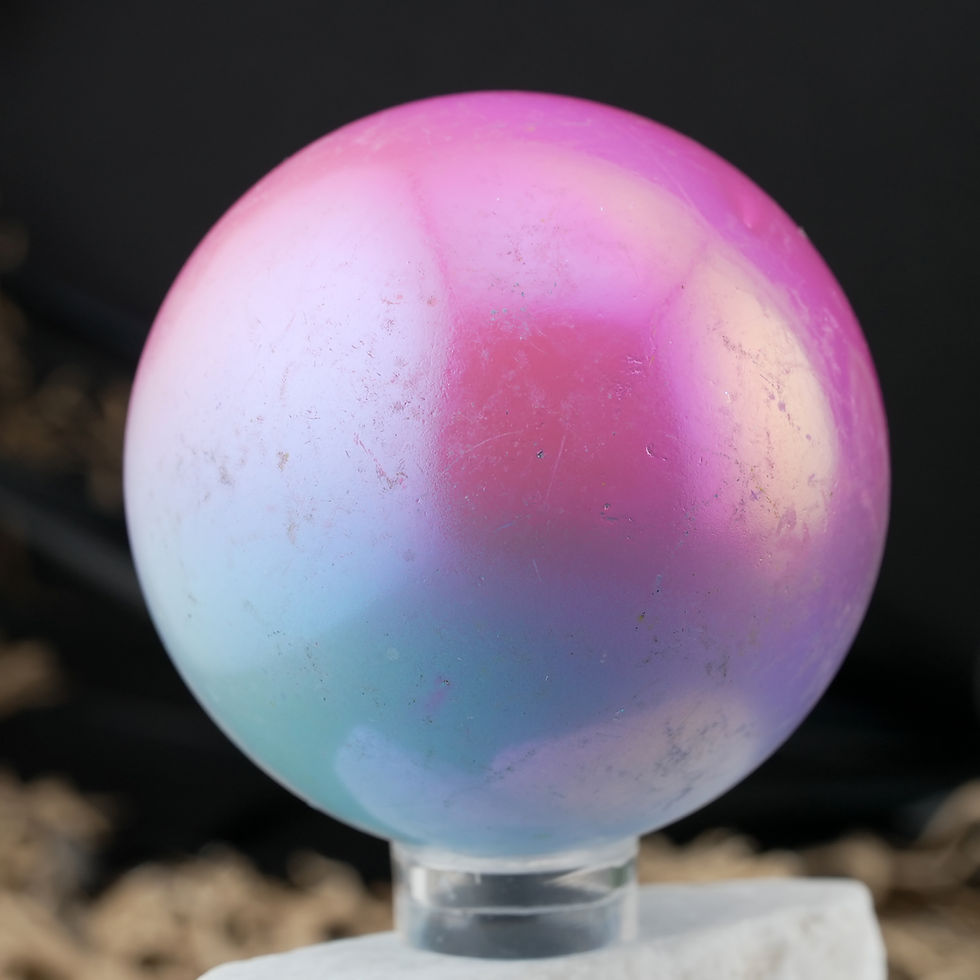 Thumbnail: Aura Quartz Rainbow Sphere Crystal Healing Decor Gift Colorful Boho Energy Stone