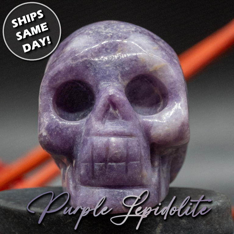 Purple Lepidolite Skull Crystal Healing Decor Spiritual Energy Protection Gift