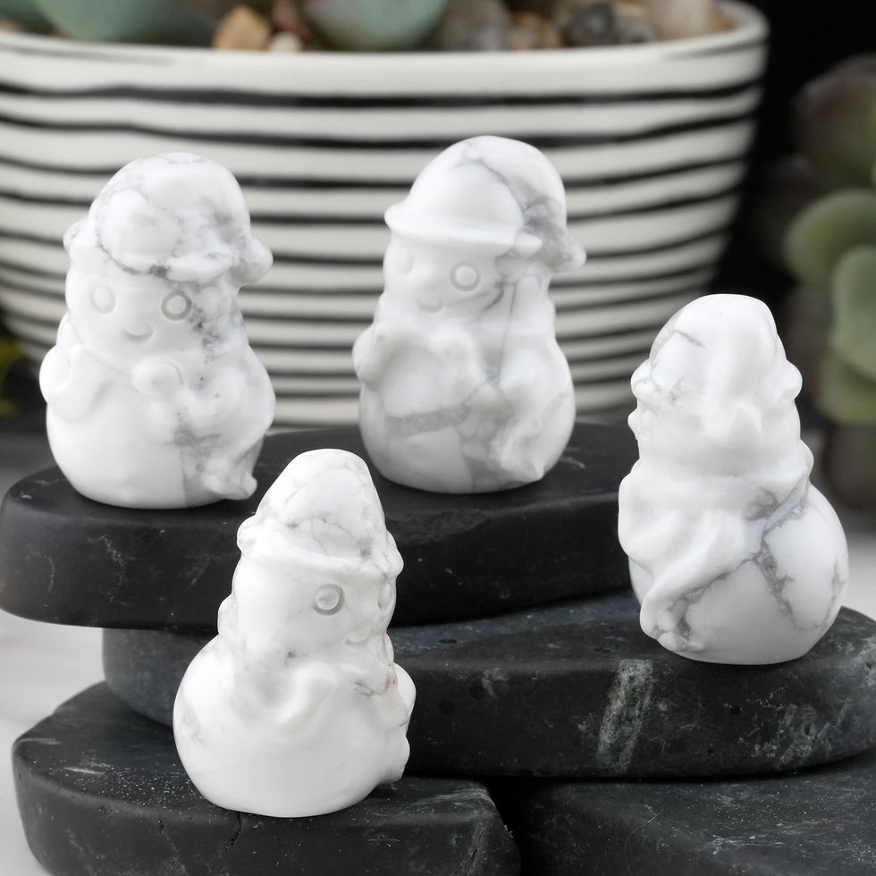 Thumbnail: Mini Howlite Snowman Crystal Winter Decor Gift Holiday Charm Christmas Decor