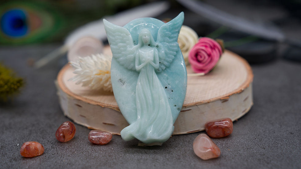 Miniatura: Sky Blue Calcite Guardian Angel Figurine Crystal Spiritual Protection Decor Gift