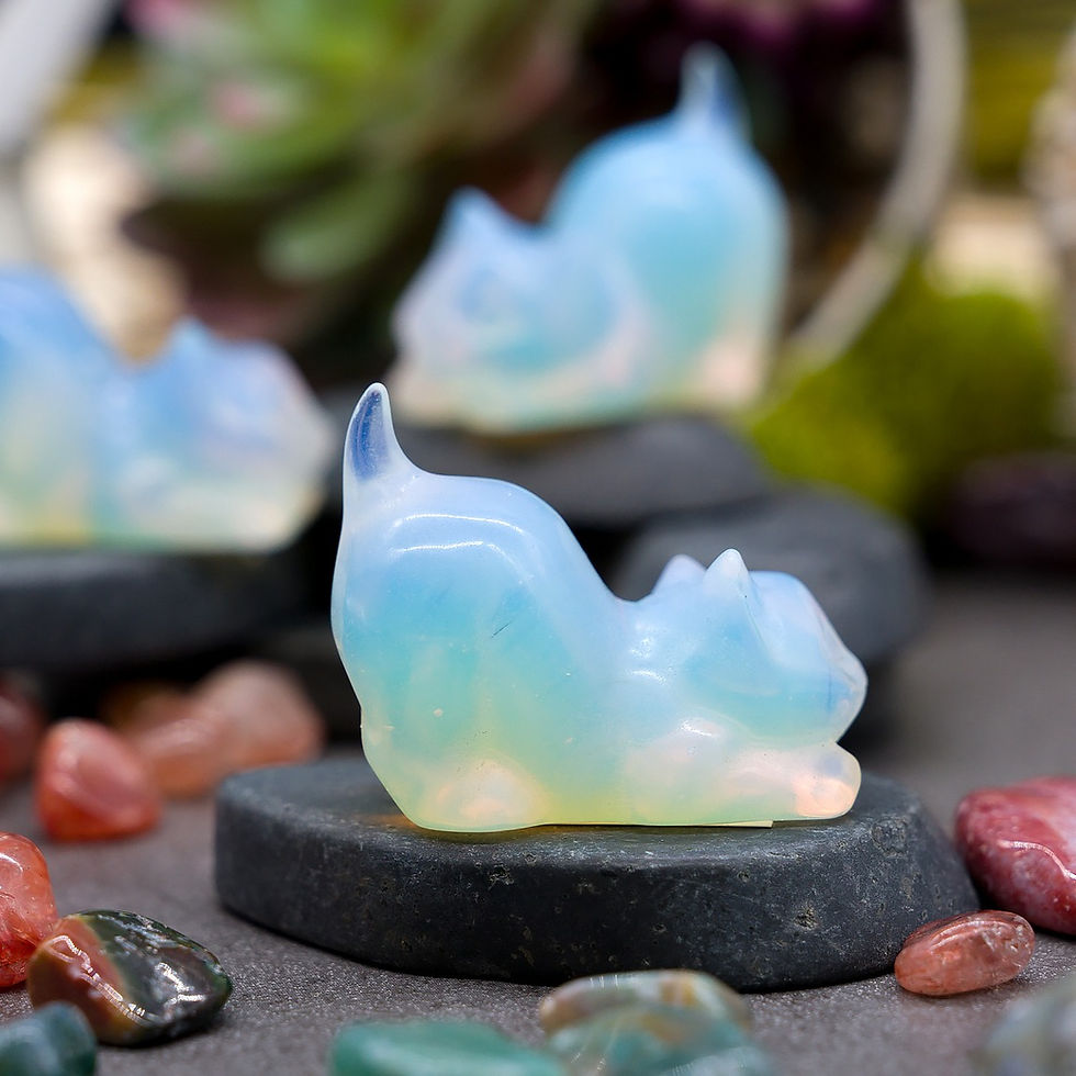 Miniatura: Opalite Crystal Cat Carving Stone Healing Protection Trinket Cat Lover Tier Gift