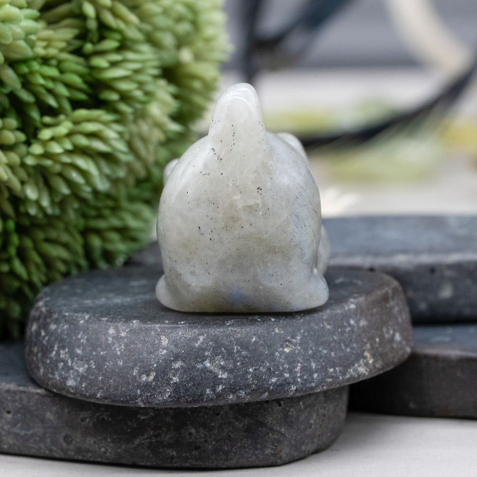 Miniatura: Labradorite Crystal Cat Carving Pet Memory Tier Tray Home Decor Kitten Figurine