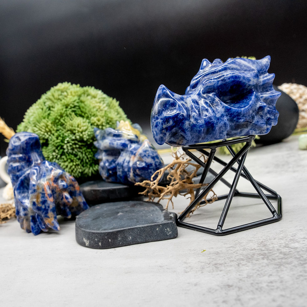 Miniatura: Blue Sodalite Crystal Dragon Head Carving Figurine Fantasy Creature Home Decor