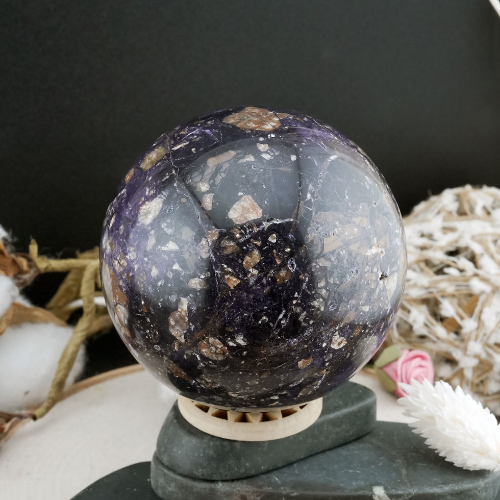 Miniatura: Fluorite Root Sphere Crystal Purple Boho Decor Gift Spiritual Meditation Stone