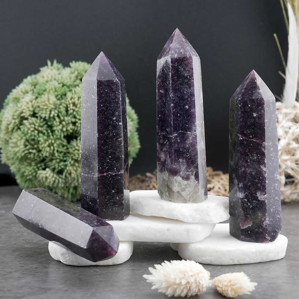 Miniatura: Purple Mica Lepidolite Crystal Tower Spiritual Healing Decor Meditation Stone