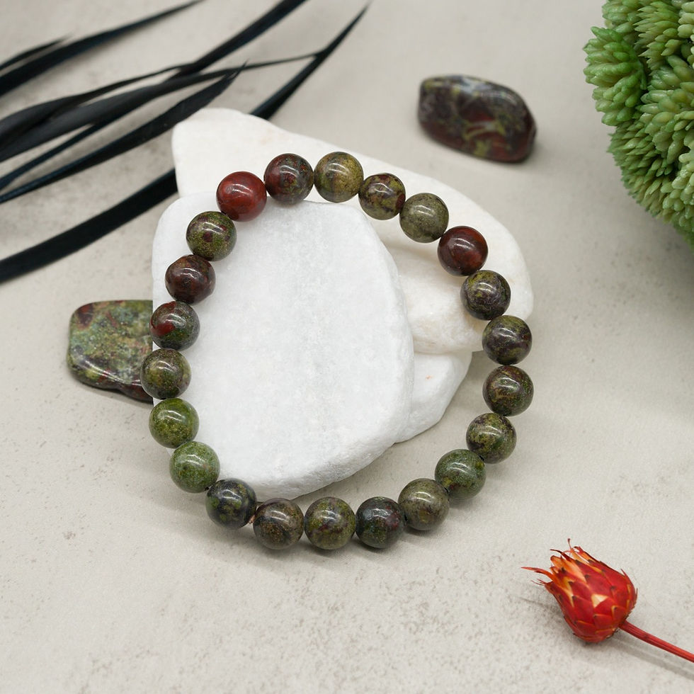 Thumbnail: Dragon Blood Jasper Crystal Bracelet Healing Protection Stone Jewelry Handmade
