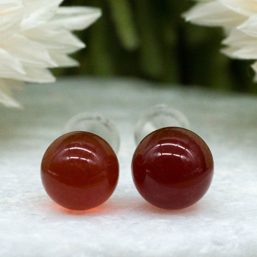 Thumbnail: Red Chalcedony 925 Silver Stud Earrings Crystal Jewelry Gift Spiritual Healing
