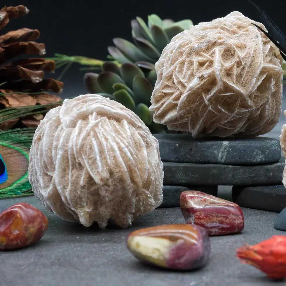 Thumbnail: Round Desert Rose Natural Fossilized Plant Specimen Nature Flower Office Decor