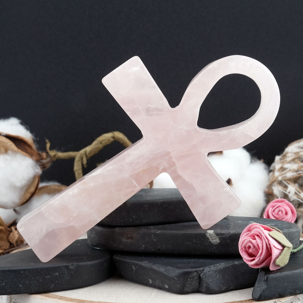 Miniatura: Rose Quartz Ankh Crystal Spiritual Protection Gift Pink Mystical Altar Decor