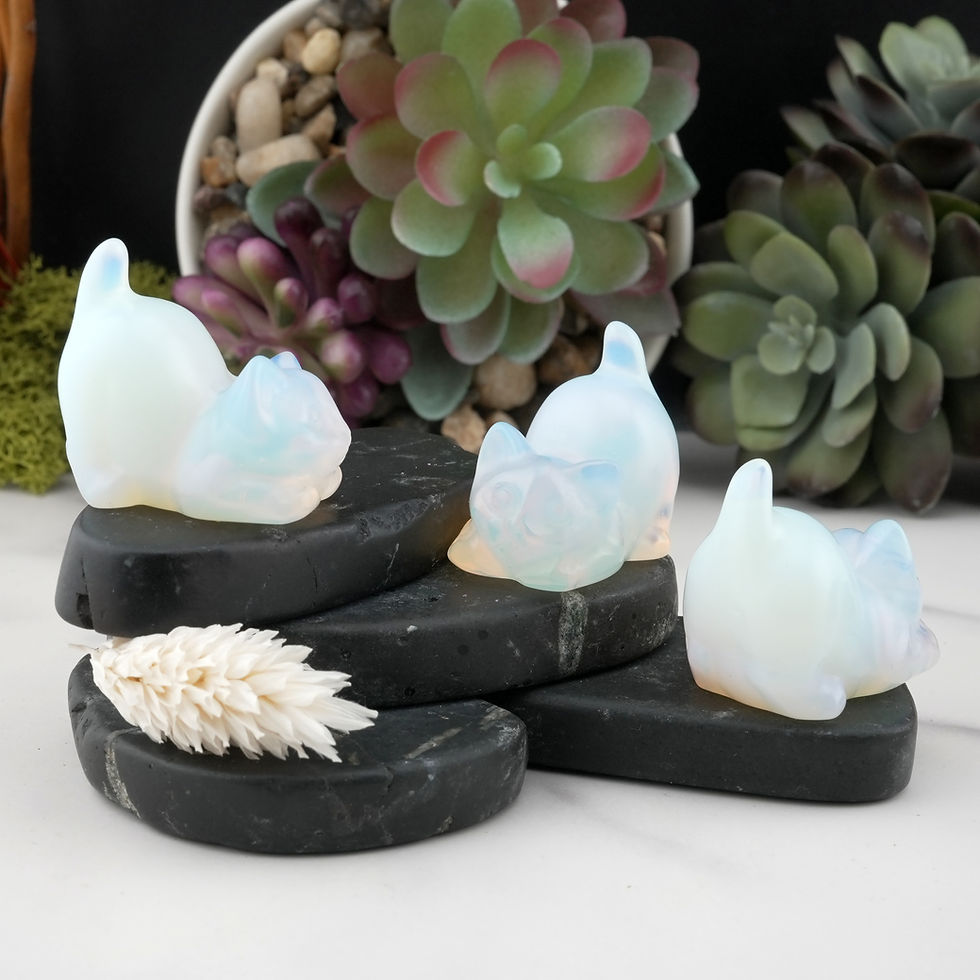 Miniatura: Opalite Crystal Cat Carving Stone Healing Protection Trinket Cat Lover Tier Gift