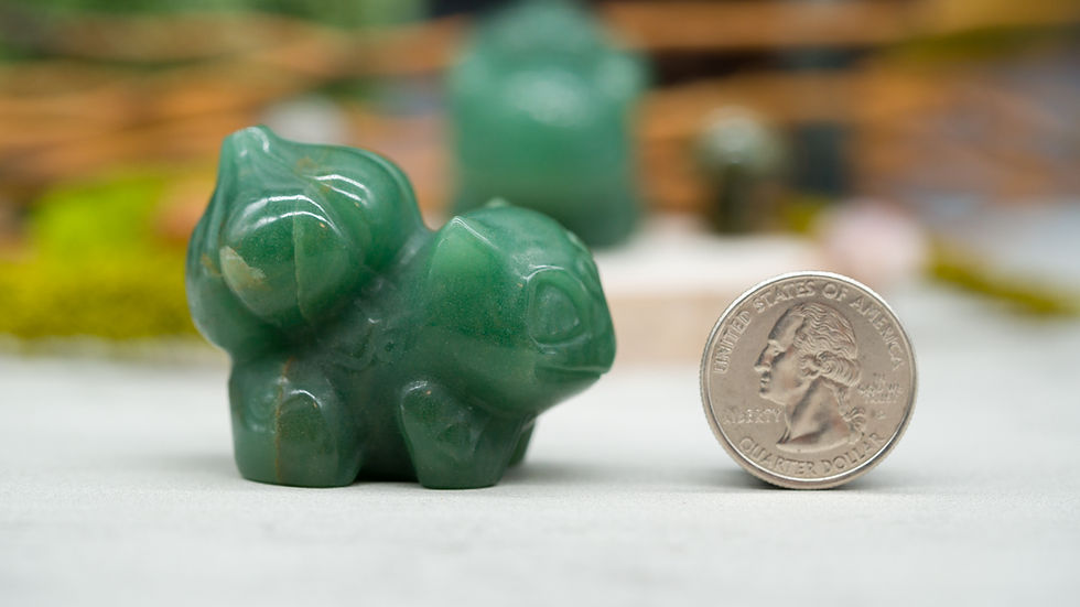 Thumbnail: Green Aventurine Crystal Bulbasaur Carving Anime Cartoon Decor