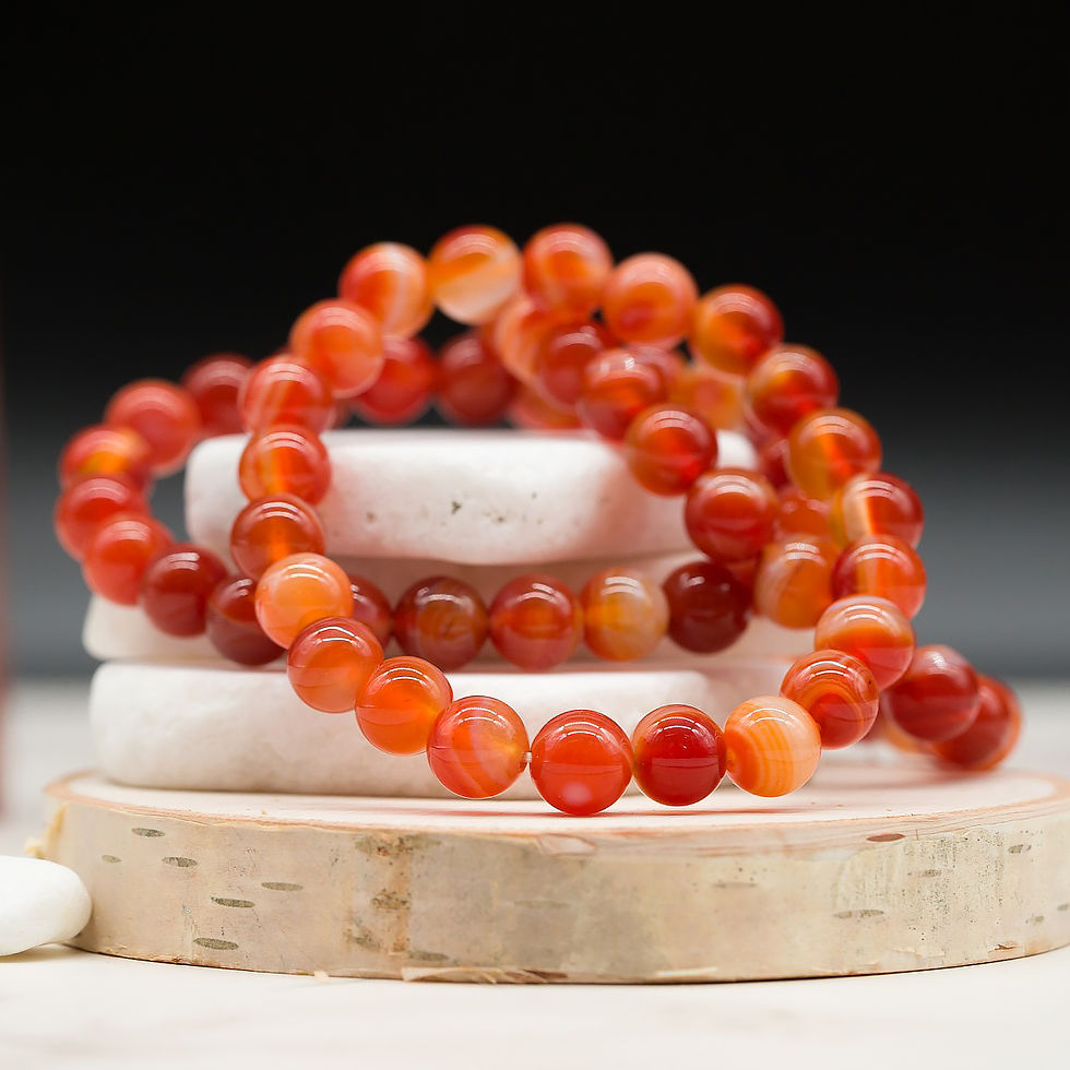 Thumbnail: Red Agate Crystal Bead Bracelet Healing Protection Stone Handmade Jewelry Gift