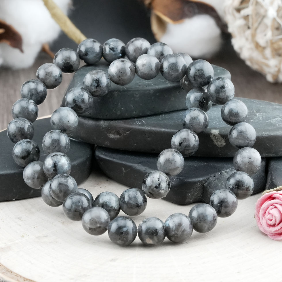Miniatura: Larvikite Round Beaded Bracelet Crystal Jewelry Spiritual Protection Gift Charm