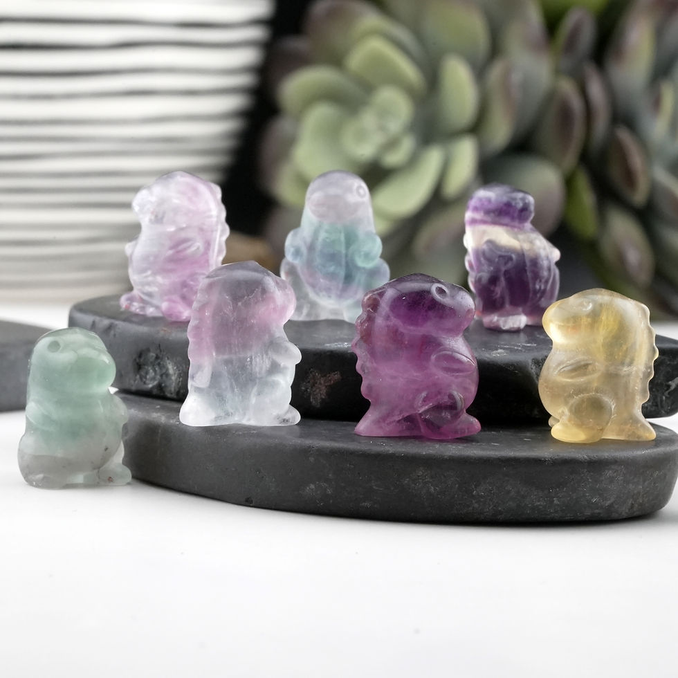 Miniatura: Fluorite Crystal Mini T-Rex Dino Sculpture Healing Decor Gift Energy Crystal