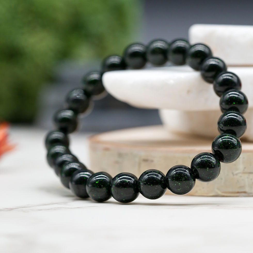 Thumbnail: Green Goldstone Crystal Bracelet Sparkly Green Sandstone Crystal Glitter Jewelry