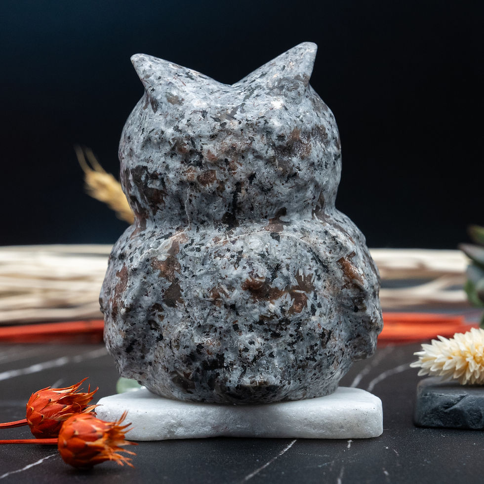 Miniatura: Yooperlite Crystal Owl Carving UV Reactive Stone Gift Forest Animal Home Decor