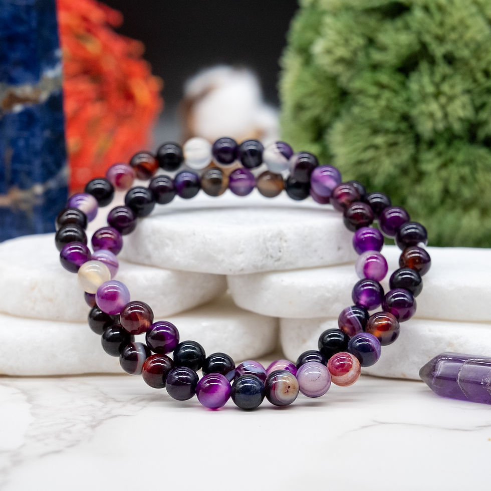 Miniatura: Purple Agate Crystal Bracelet Natural Gemstone Jewelry Handmade Bracelet