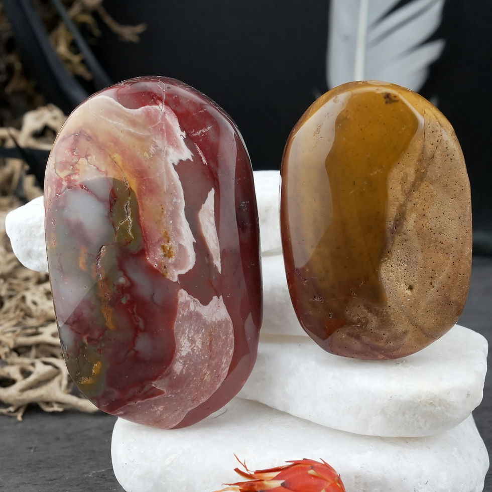 Thumbnail: Mookaite Palm Stone Crystal Gift Earthy Grounding Decor Spiritual Pocket Tool