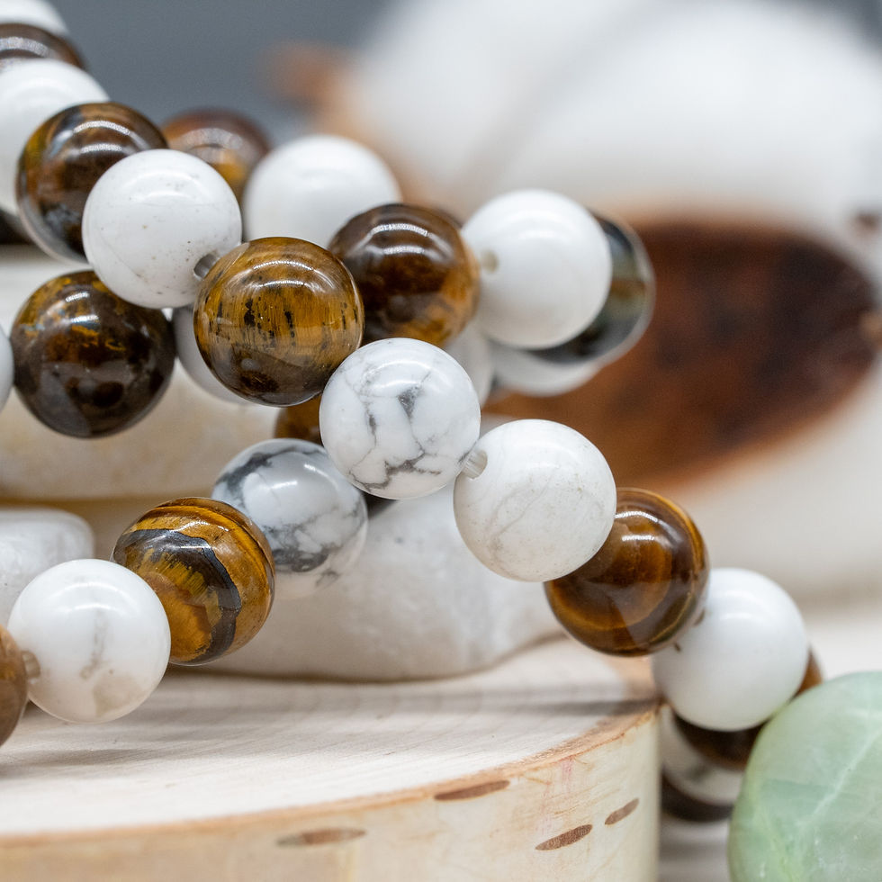 Miniatura: Howlite Tigers Eye Round Beaded Bracelet Crystal Jewelry Healing Energy Gift