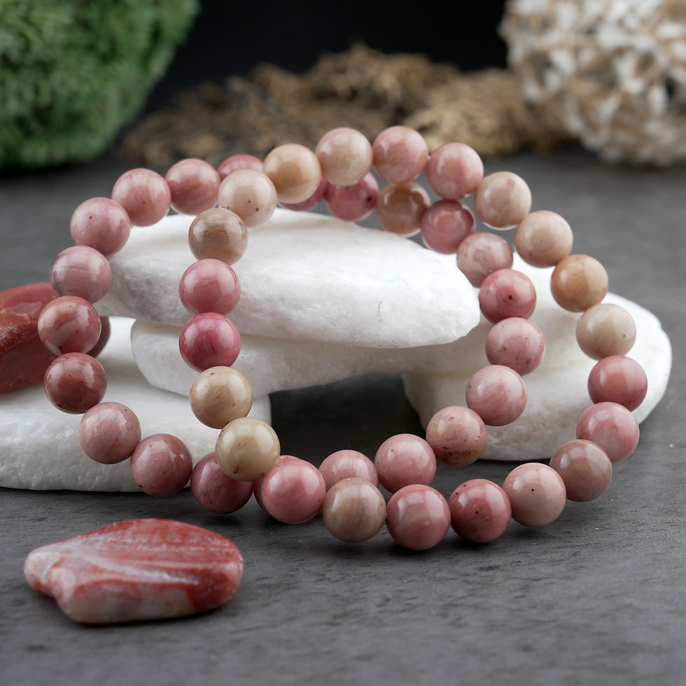 Thumbnail: Rhodochrosite Crystal Bracelet Healing Protection Stone Handmade Jewelry