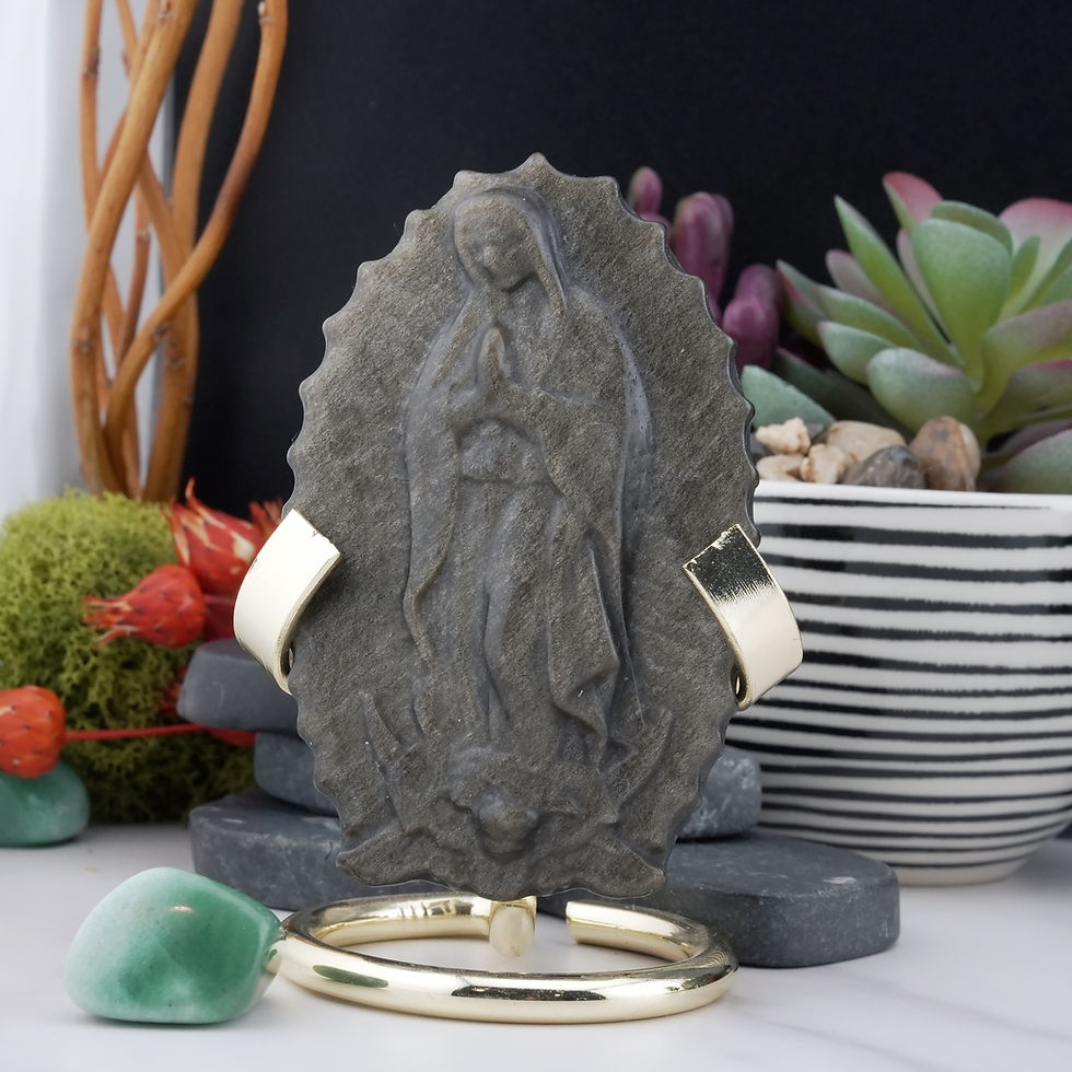 Thumbnail: Gold Obsidian Virgin Guadalupe Crystal Statue Spiritual Protection Decor Gift