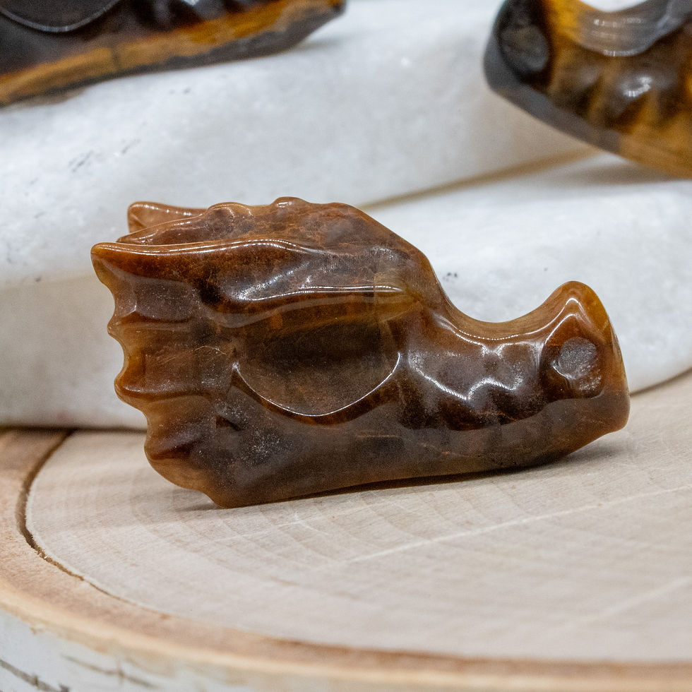 Miniatura: Tigers Eye Dragon Head Crystal Sculpture Healing Decor Spiritual Energy Gift