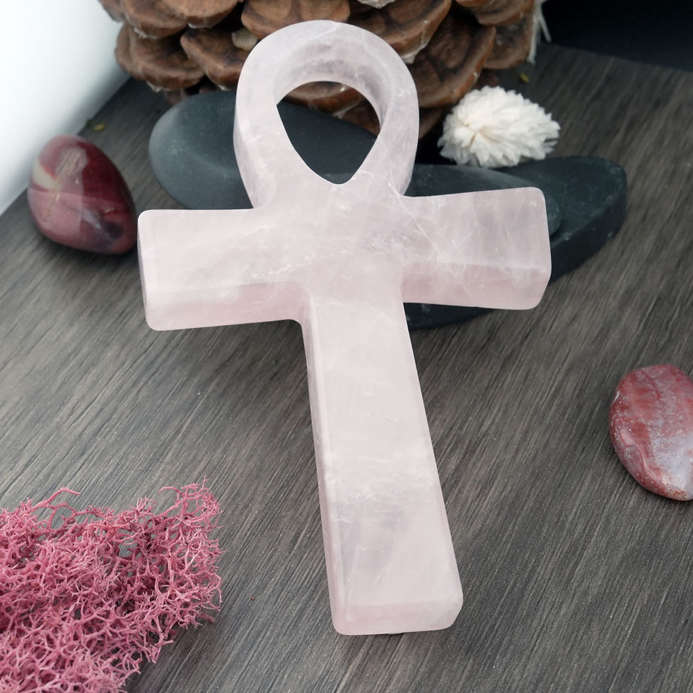 Miniatura: Rose Quartz Ankh Crystal Spiritual Protection Gift Pink Mystical Altar Decor