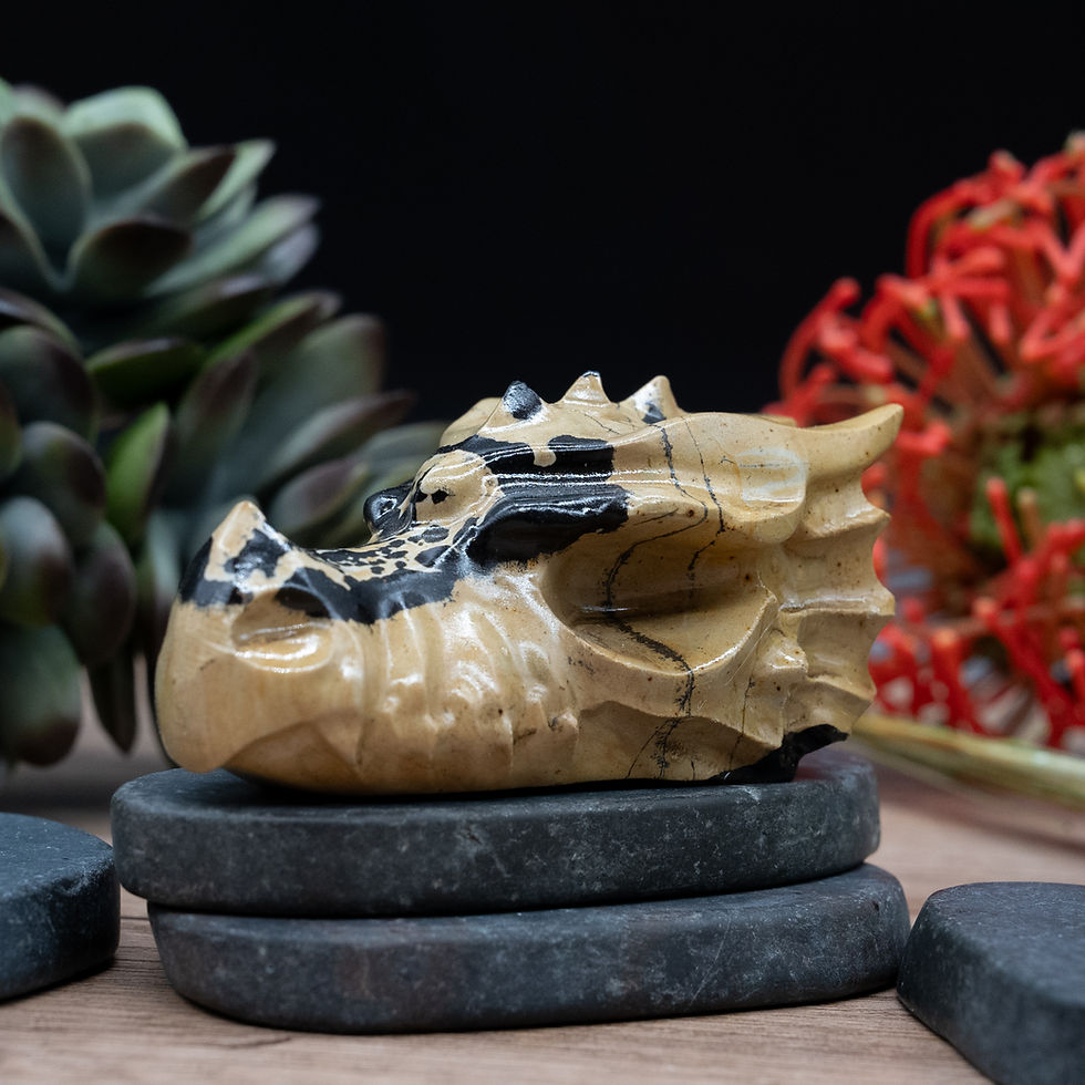 Miniatura: Picture Jasper Crystal Dragon Head Carving Figurine Fantasy Creature Art