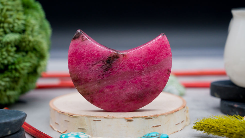 Miniatura: High Quality Pink Rhodonite Lunar Moon Crystal Pocket Stone Healing Love Heart