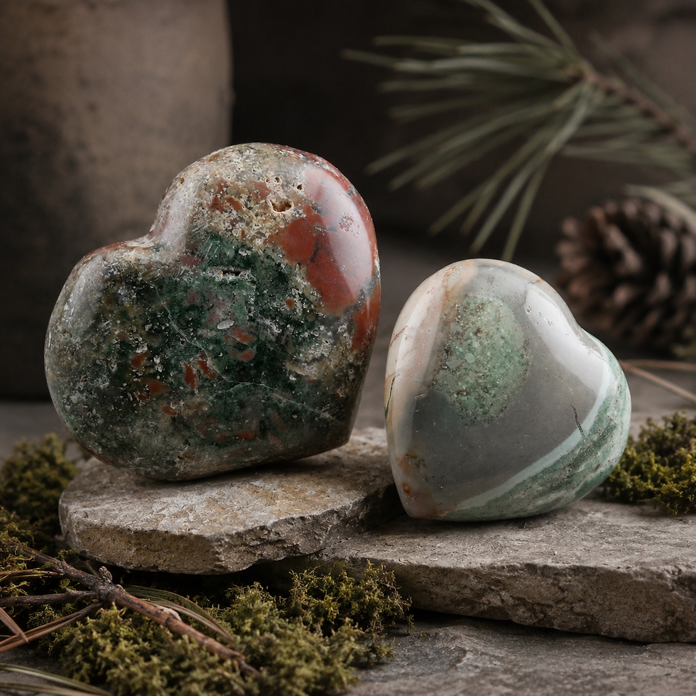 Thumbnail: Ocean Jasper Heart Crystal Decor Spiritual Gift Meditation Stone Energy Gem