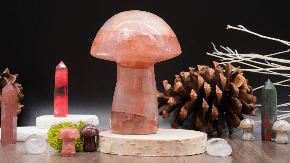 Miniatura: Fire Quartz Mushroom Crystal Sculpture Boho Home Decor Gift Red Meditation Stone