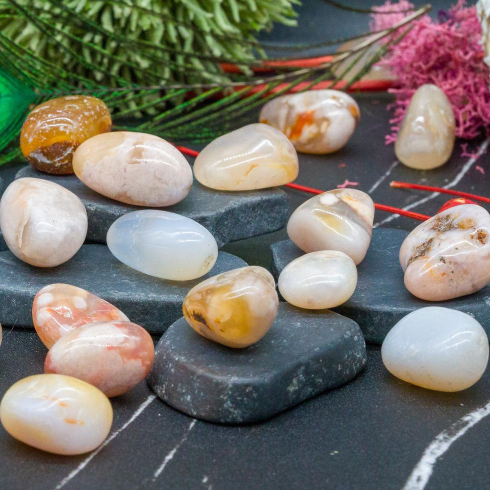Miniatura: Flower Agate Crystal Tumbled Pocket Stone Healing Protection Love Chakra Trinket